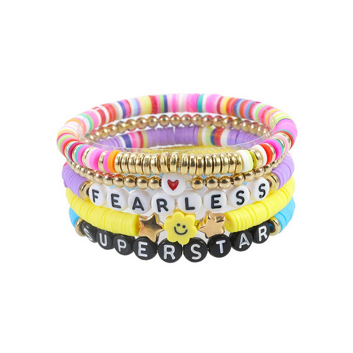 5PCS COLORED LETTER MULTI-LAYER BEADED BRACELET_CWAJE0711