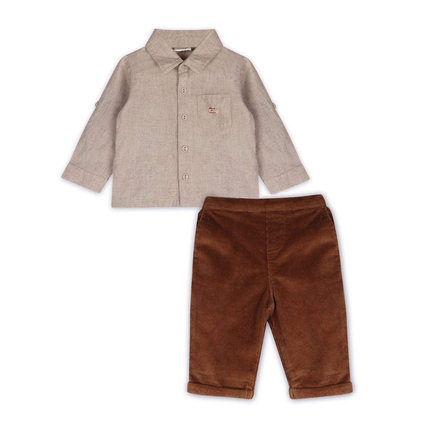 Positano Linen Baby Shirt & Corduroy Pants