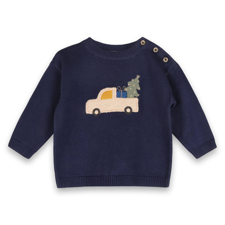 Jolly Truck Applique Sweater Knit Baby Pullover & Pant Set