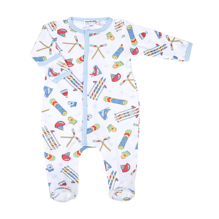 Snow Ready! Blue Printed Footie