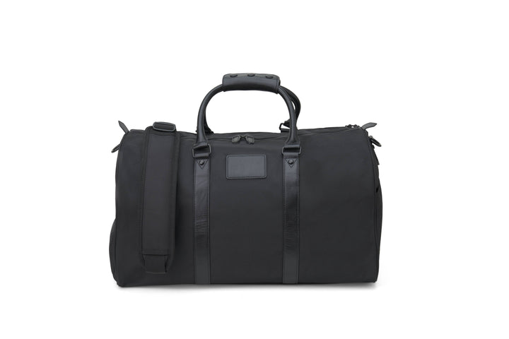 Personalized Jet Nylon and Leather Duffle Bag