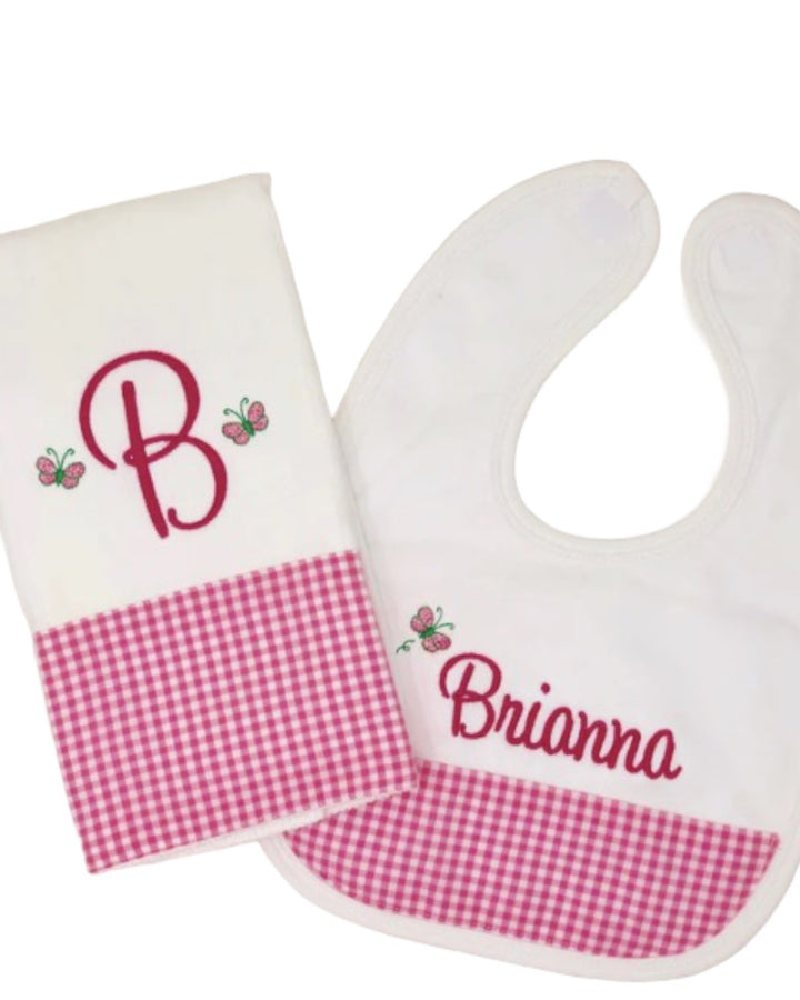 Personalized Bib and Burp Cloth Set