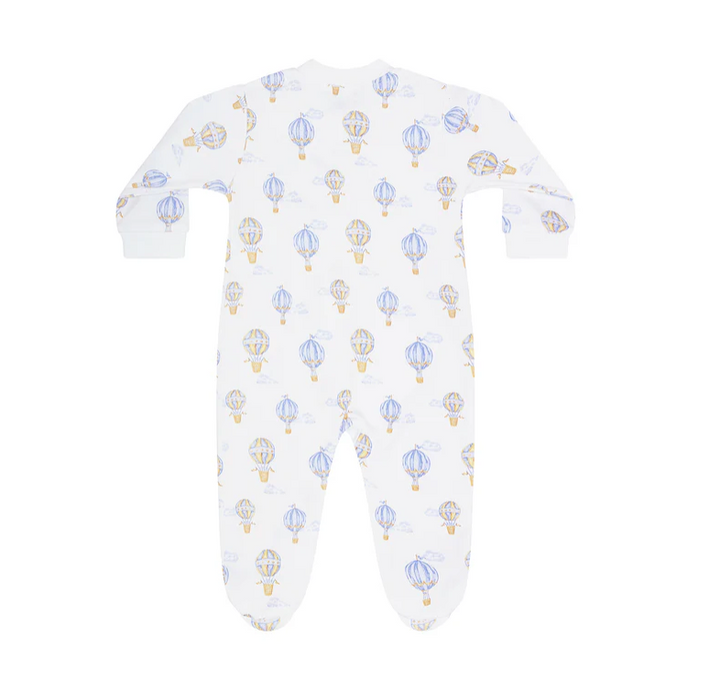 Blue Balloons Print Zipper Footie