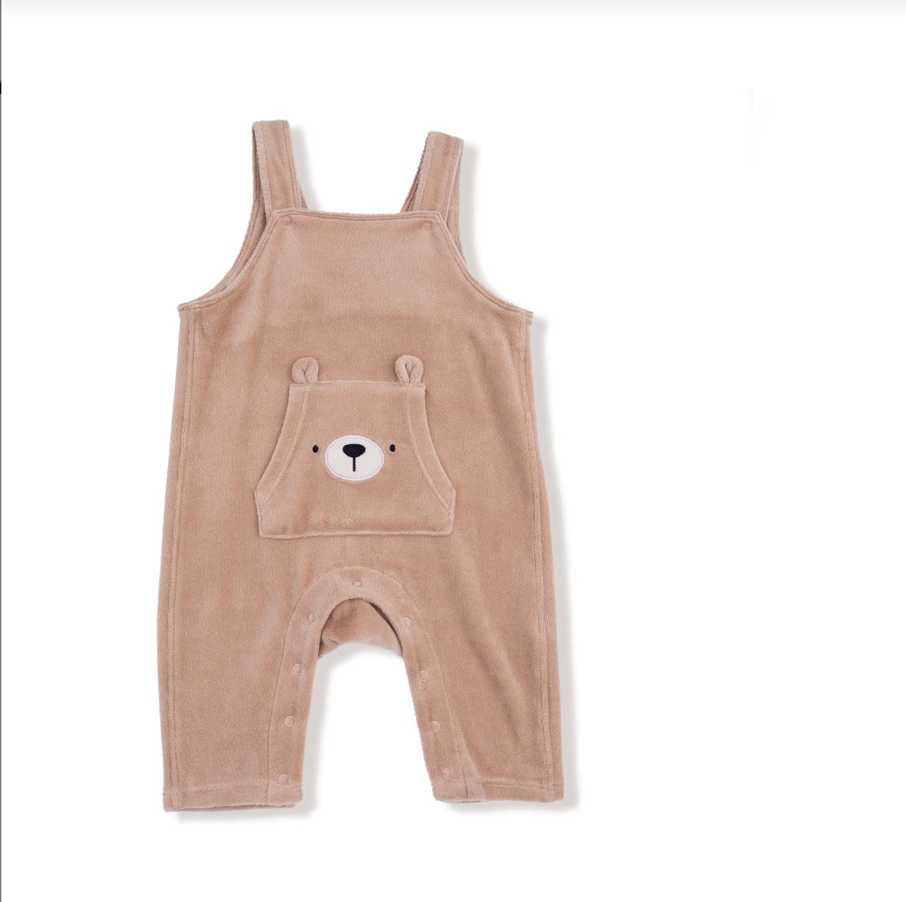 Velour Teddy Bear - Overalls with Bear Kanga