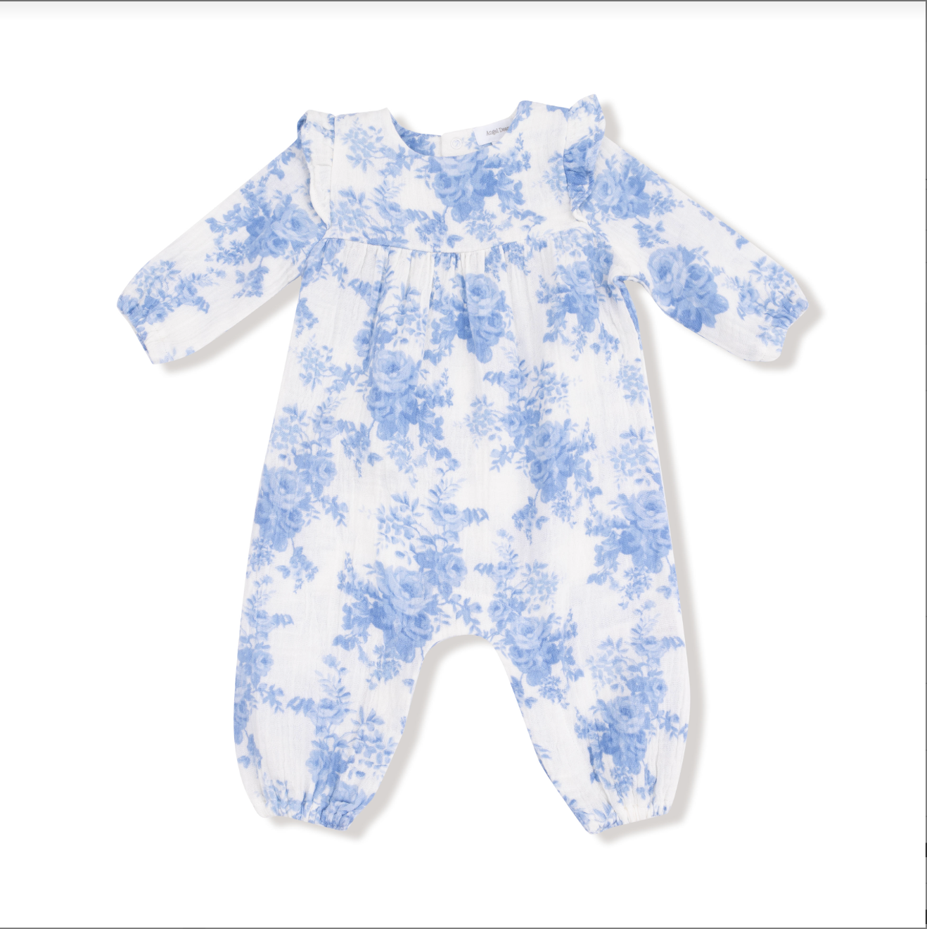 Dream Cottage Floral Blue Ruffle Sleeve Romper