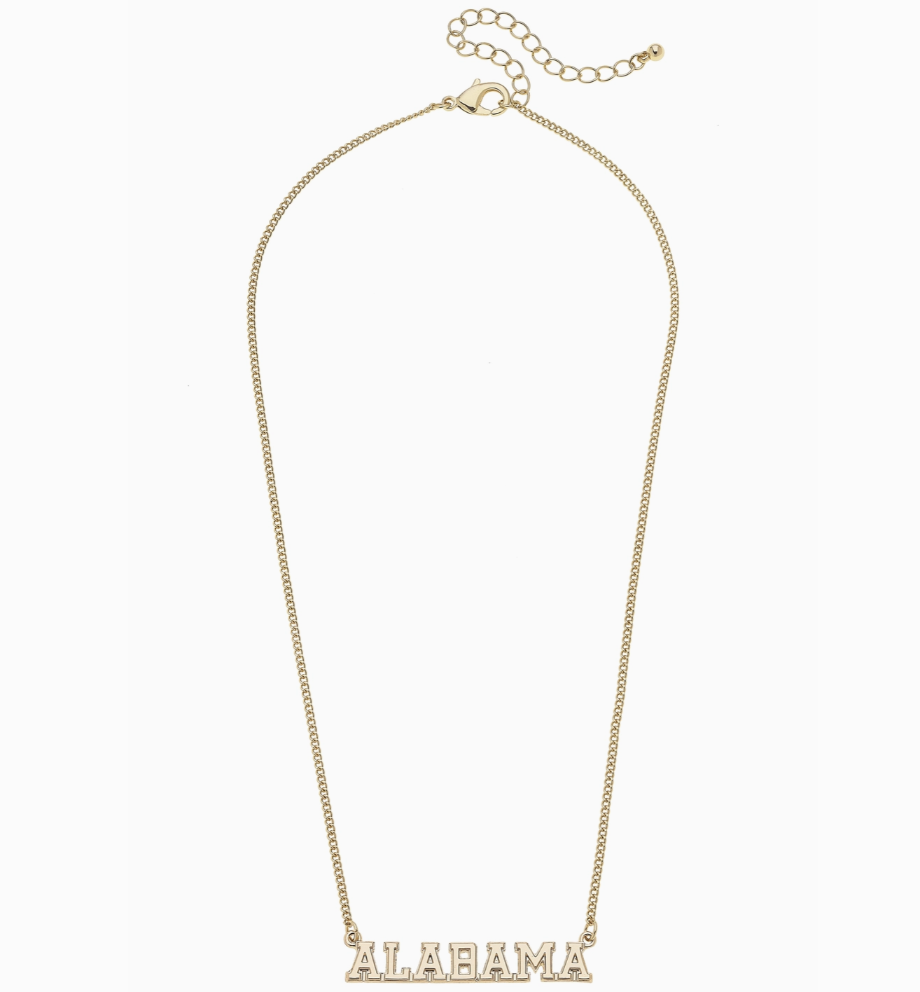 Alabama Crimson Tide Varsity Outline Necklace in Shiny Gold