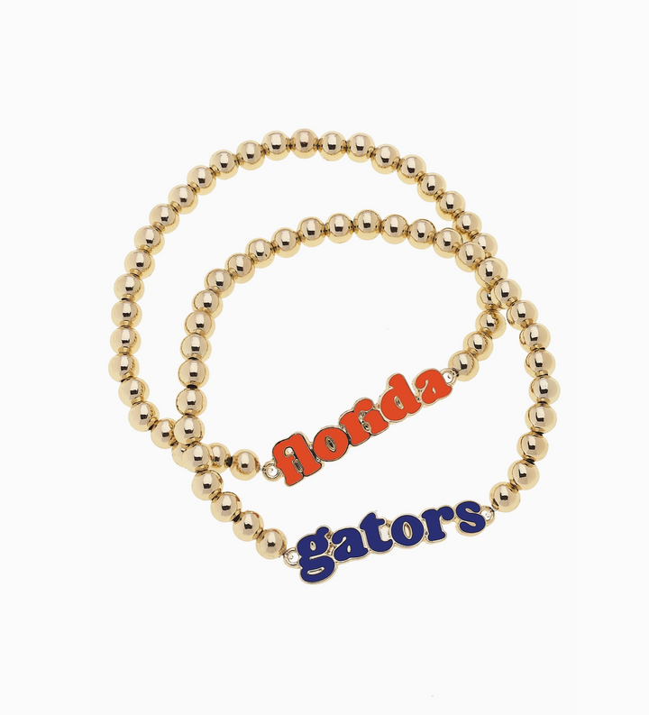 Florida Gators Slogan Ball Bead Bracelet Set of 2