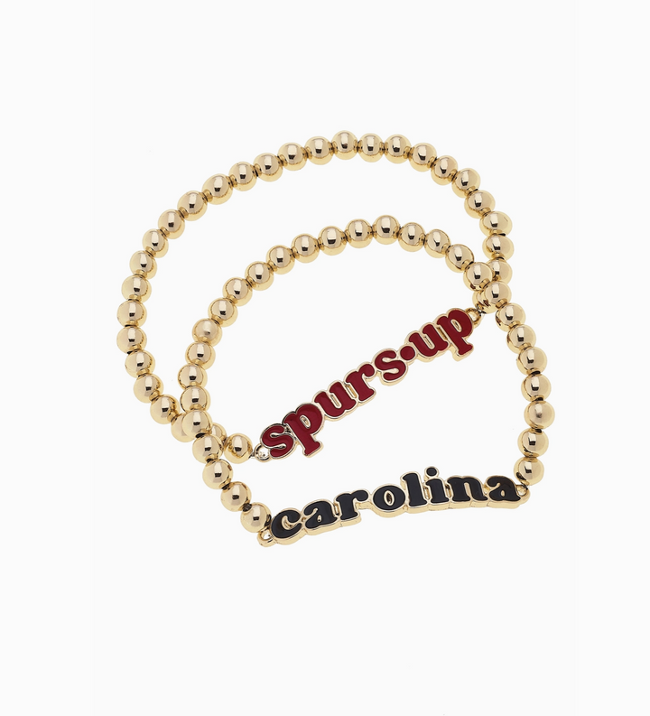 South Carolina Gamecocks Slogan Ball Bead Bracelet Set of 2