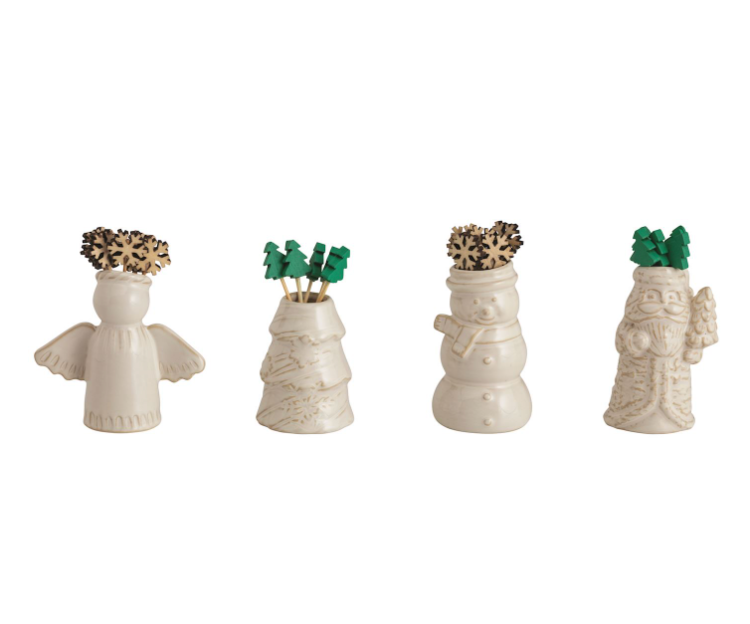 White Christmas Toothpick Caddy Sets