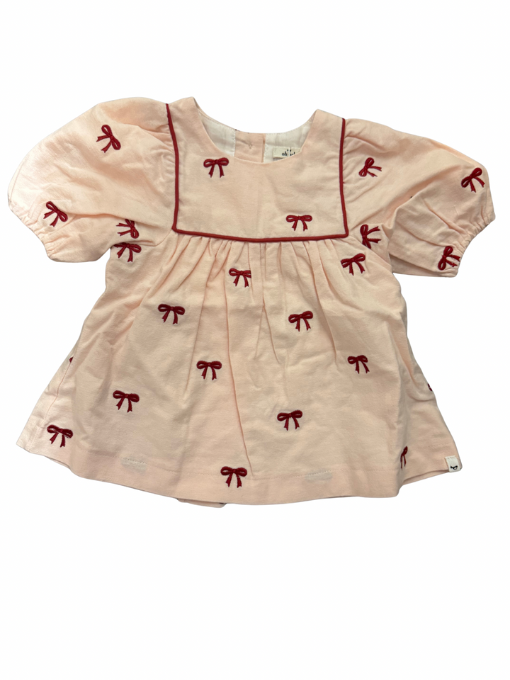 Cherry Bows Embroidered Flannel Ava Dress