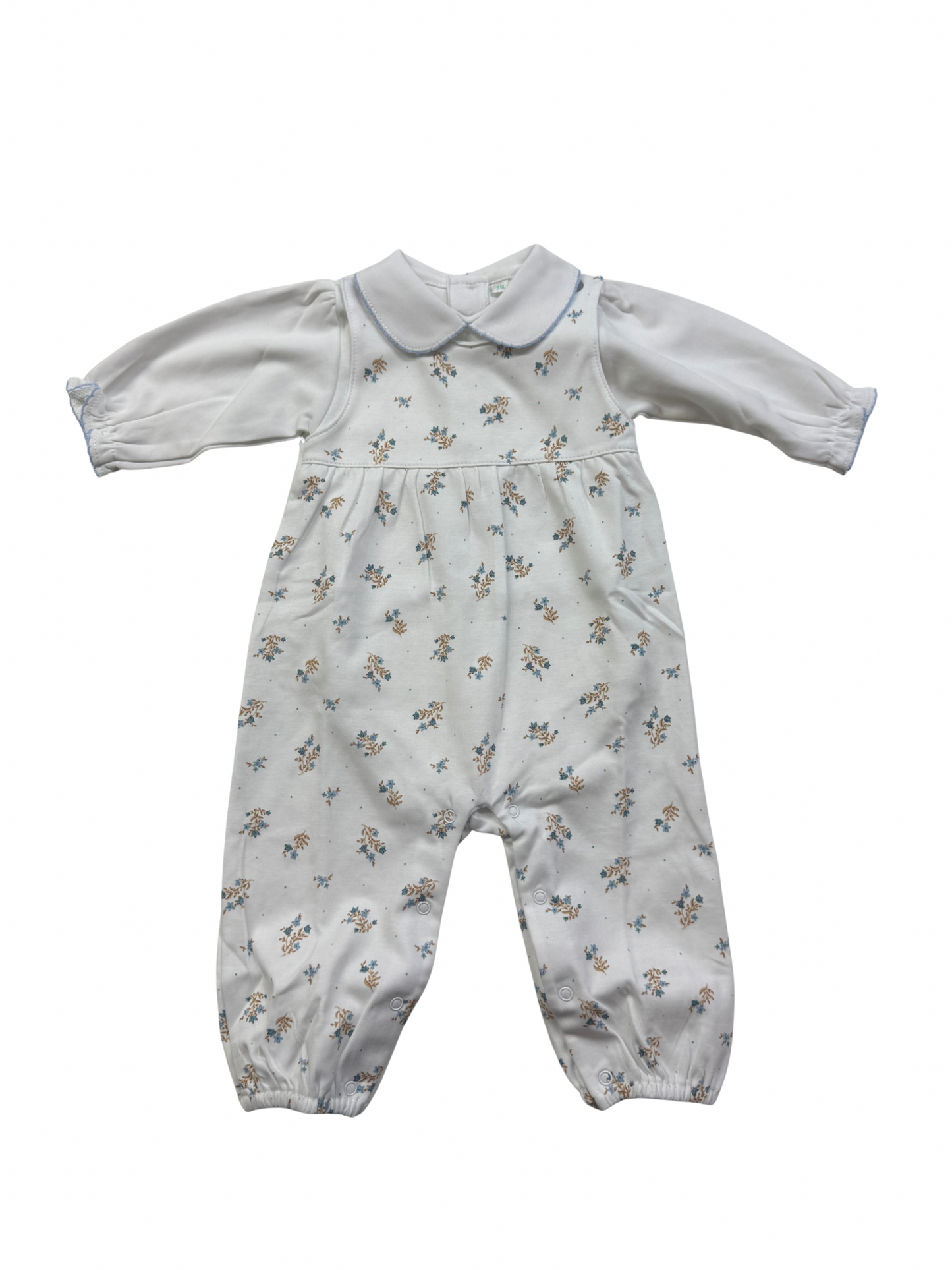 Girls Romper Set Dainty Blue Flowers