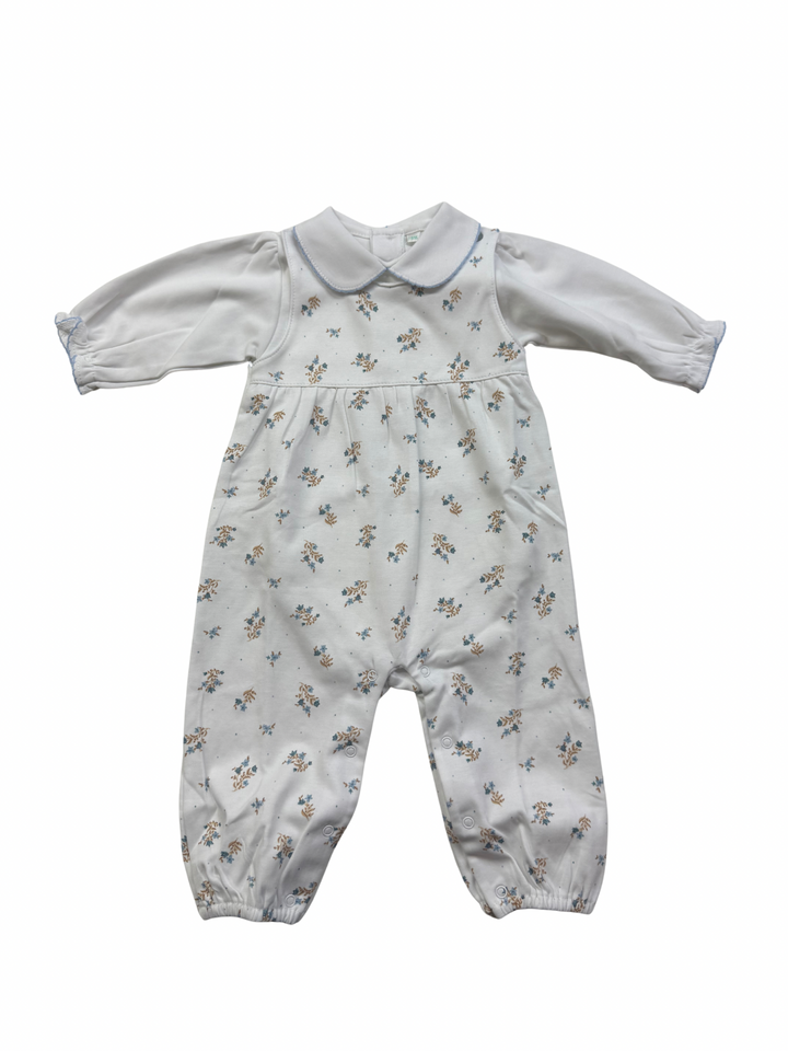 Girls Romper Set Dainty Blue Flowers