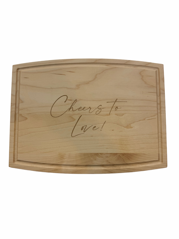 Arched Artisian Maple Board - Cheers to Love