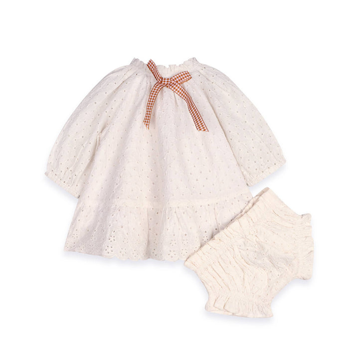 Solene Schiffli Lace Baby Dress & Bloomer