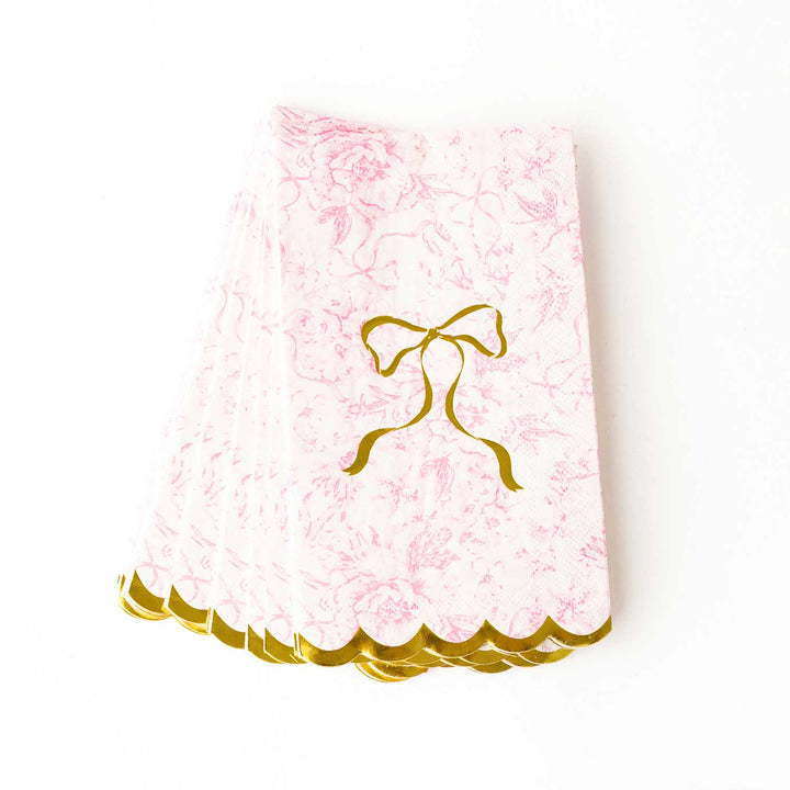 Pink Bow Toile Paper Guest Towel Packs