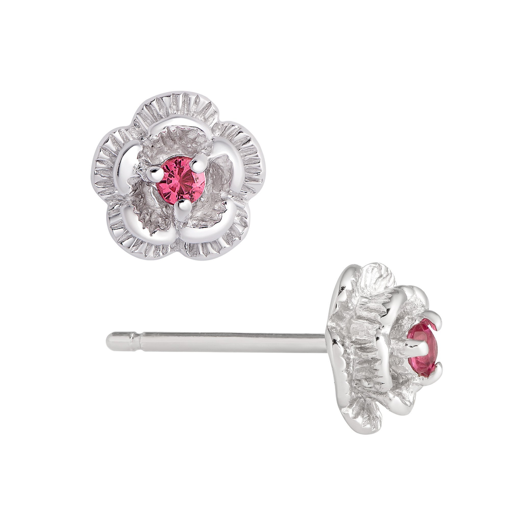 3D Flower CZ Stud Earrings- Sterling Silver