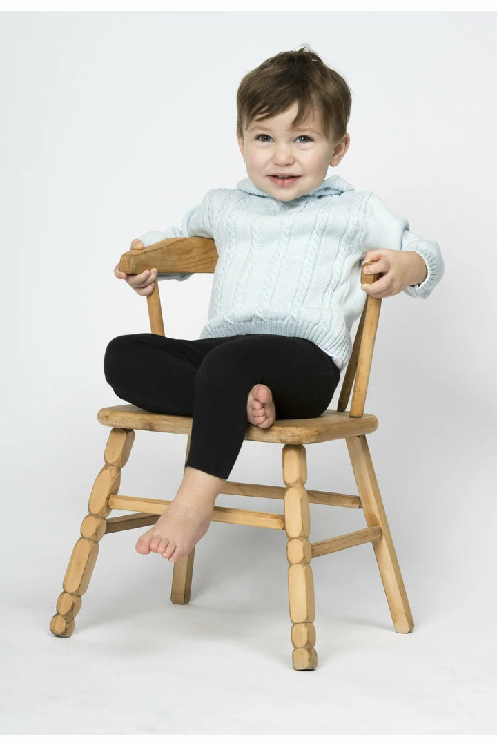 Light Blue Cable Zip Back Sweater