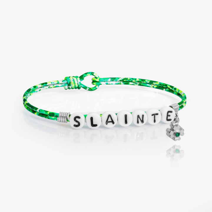Slainte Splatter Letter Bead Bangle With Lucky Charm