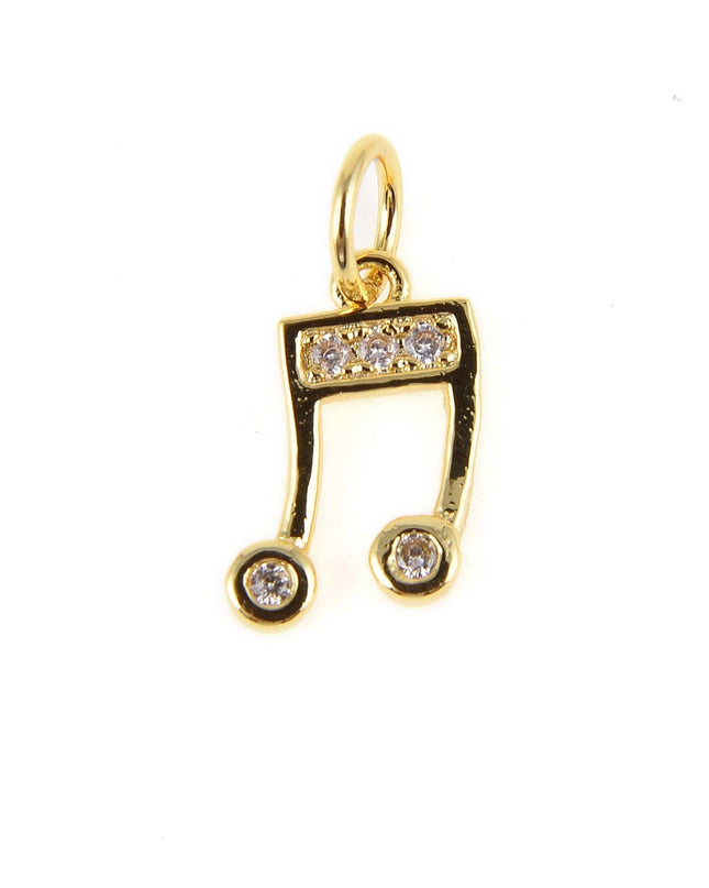 Gold Filled Music Note Charm Pendant CZ Micro Pave, CP411
