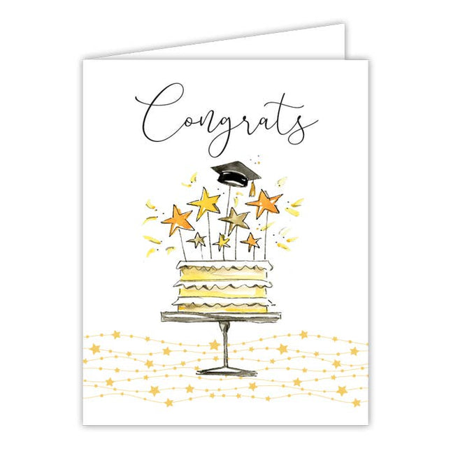 Congrats Cake with Stars and Grad Cap Greeting Card