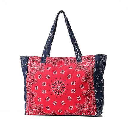 Bandana Print Canvas Tote -Bailey Red/Navy