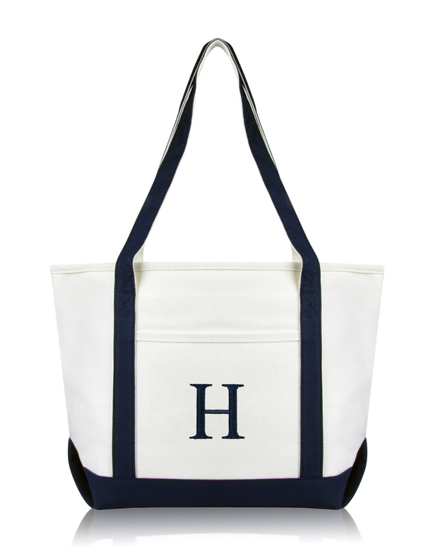 Personalized Black Tote Bag with Initial