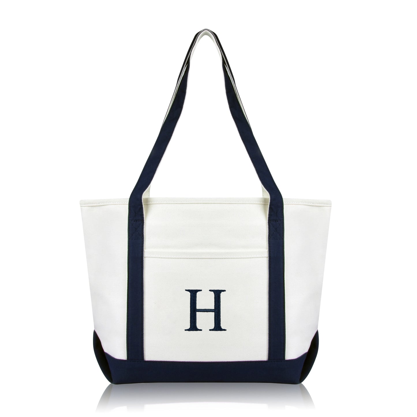 Personalized Navy Tote Bag with Initial