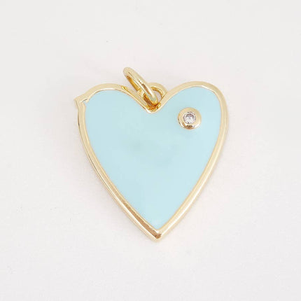 Enamel Heart Charm Pendant in Gold Filled, CP1211
