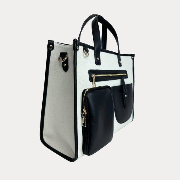Alice Canvas Tote with Faux Leather Accents