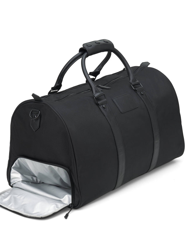 Personalized Jet Nylon and Leather Duffle Bag