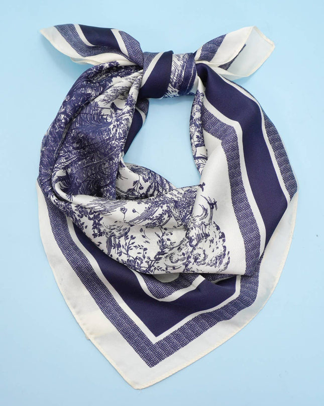 Large Floral Toile Bandana Scarf