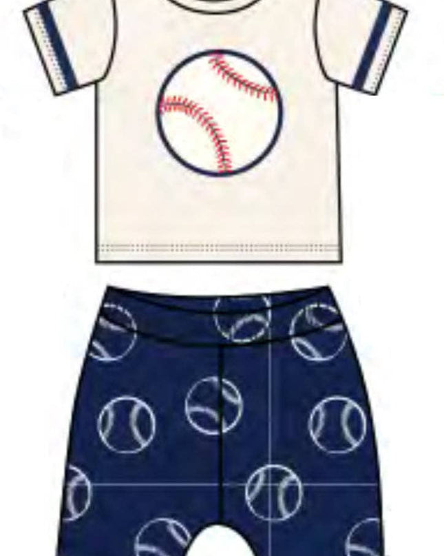 Sand Baseball Number French Terry Tee and Shorts Set