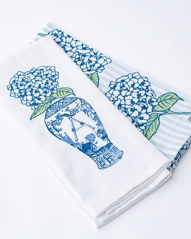 Hydrangea Initial Kitchen Towel Sets