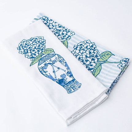 Hydrangea Initial Kitchen Towel Set