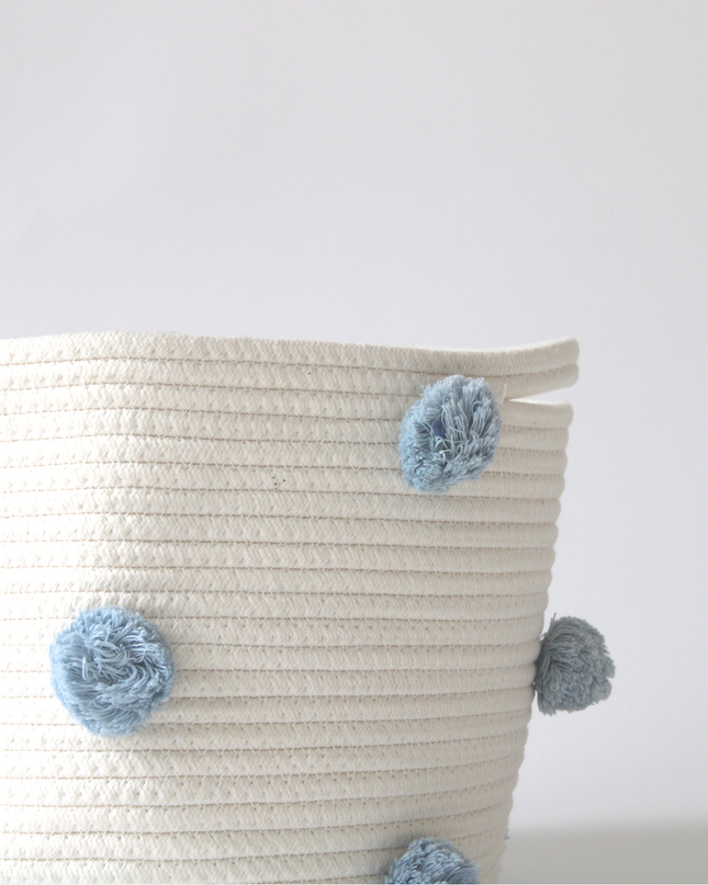 Sky Blue Pom Basket
