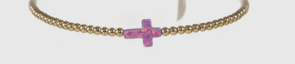 Gold Beaded Cross Bracelet