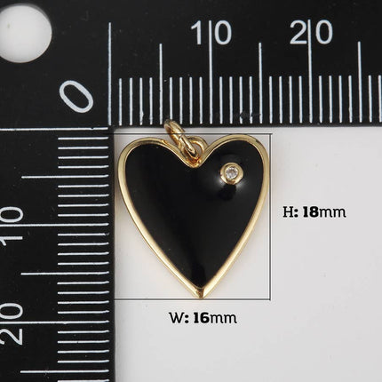 Enamel Heart Charm Pendant in Gold Filled, CP1211