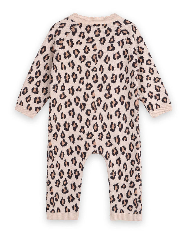 Leopard Jacquard Knit Baby Ruffle Jumpsuit