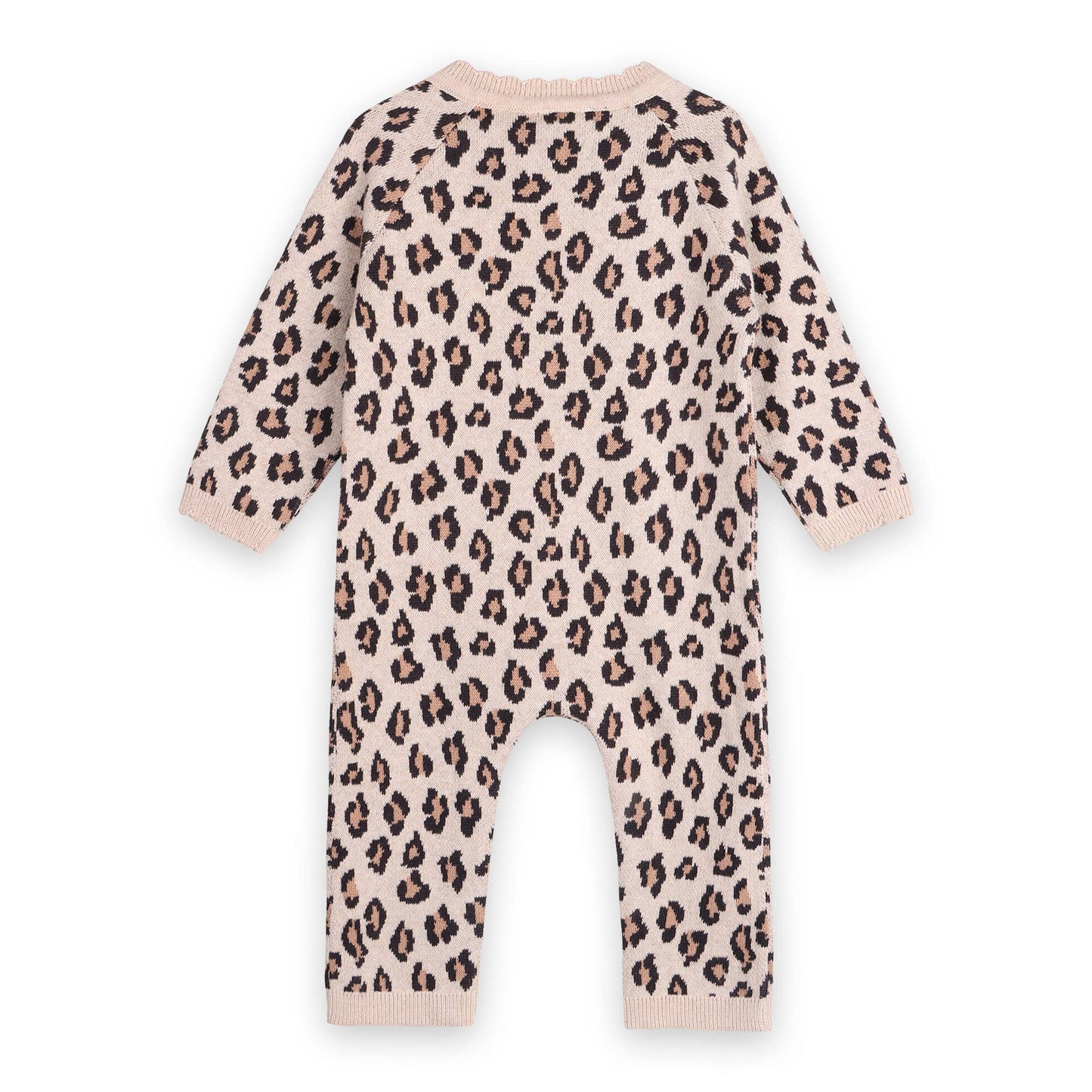 Leopard Jacquard Knit Baby Ruffle Jumpsuit