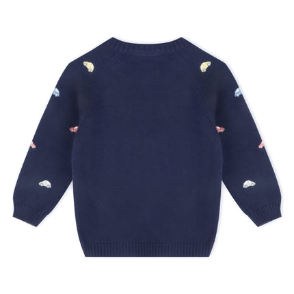 Mini Beetle Cars Embroidered Baby Sweater (Organic)