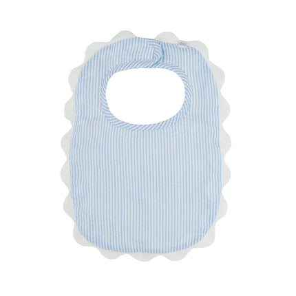 Personalized Blue Seersucker Scallop Bib
