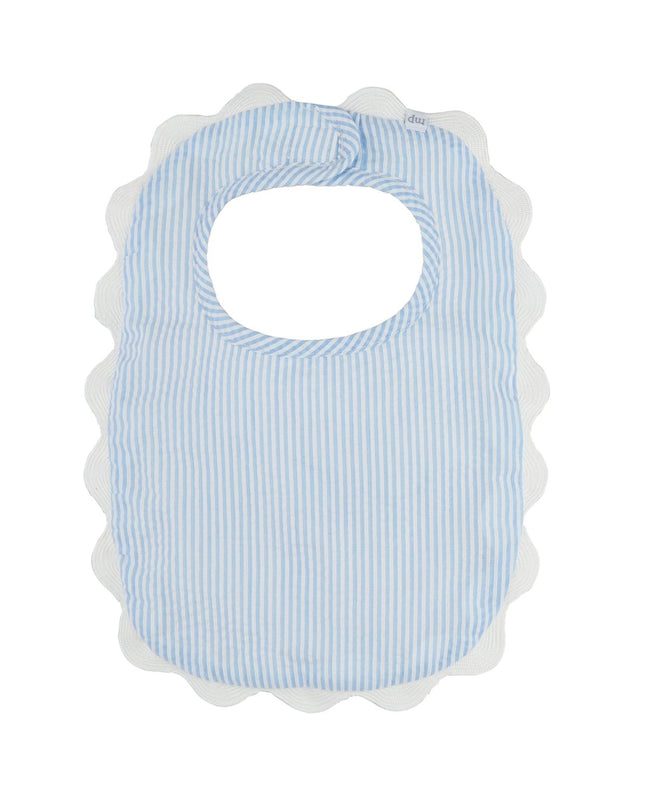 Personalized Blue Seersucker Scallop Bib