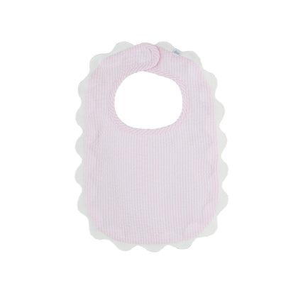 Perosonalized Pink Seersucker Scallop Bib