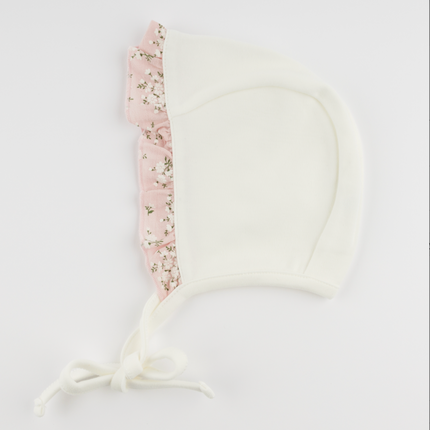 Oyster Bonnet with  Apple Blossom Ruffle