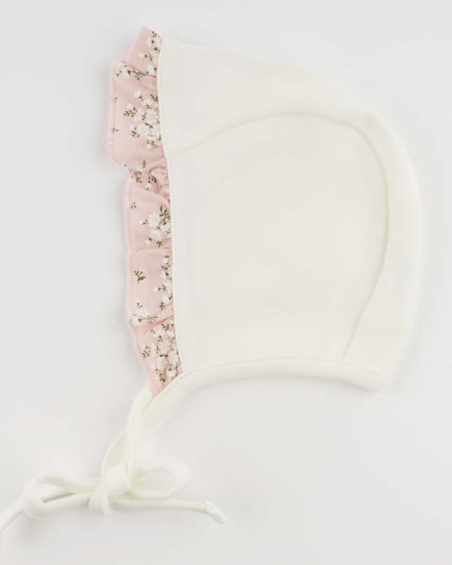 Oyster Bonnet with  Apple Blossom Ruffle