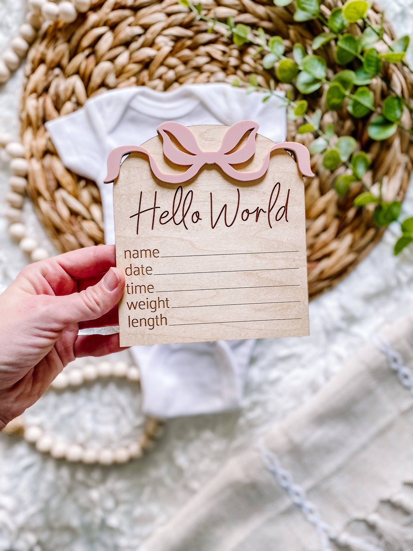 Hello World Birth Stat Sign - Bows