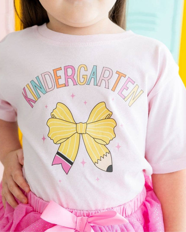 Kindergarten Pencil Bow Short Sleeve T-Shirt - Girls Clothes