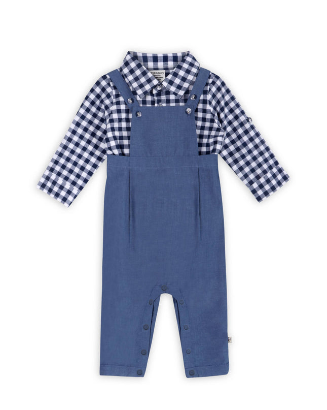 Oxford Gingham Baby Shirt & Overall Jumpsuit