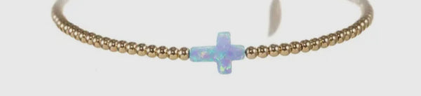 Gold Beaded Cross Bracelet