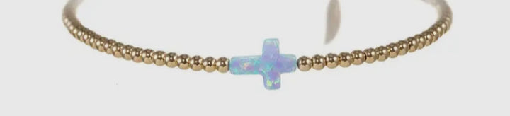 Gold Beaded Cross Bracelet